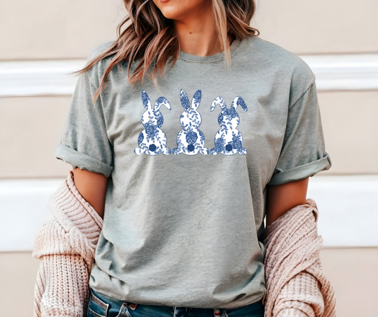 Blue Floral Bunnies