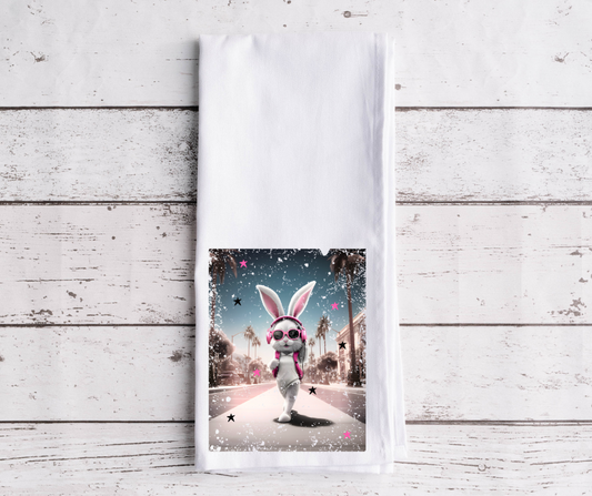 Hip Hop Bunny Dish Towel