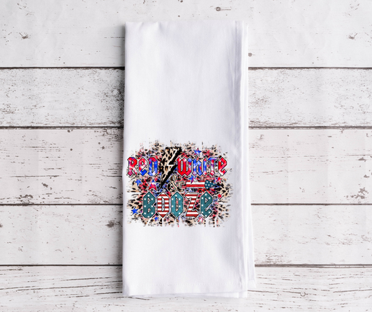 Red White & Booze Dish Towel